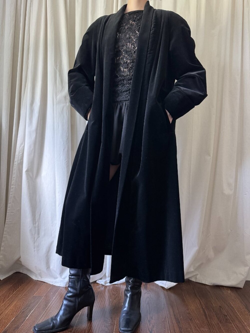 Vintage Julia Klein Black Wool Swing Coat Women's Size XL | Evening Goth 80s